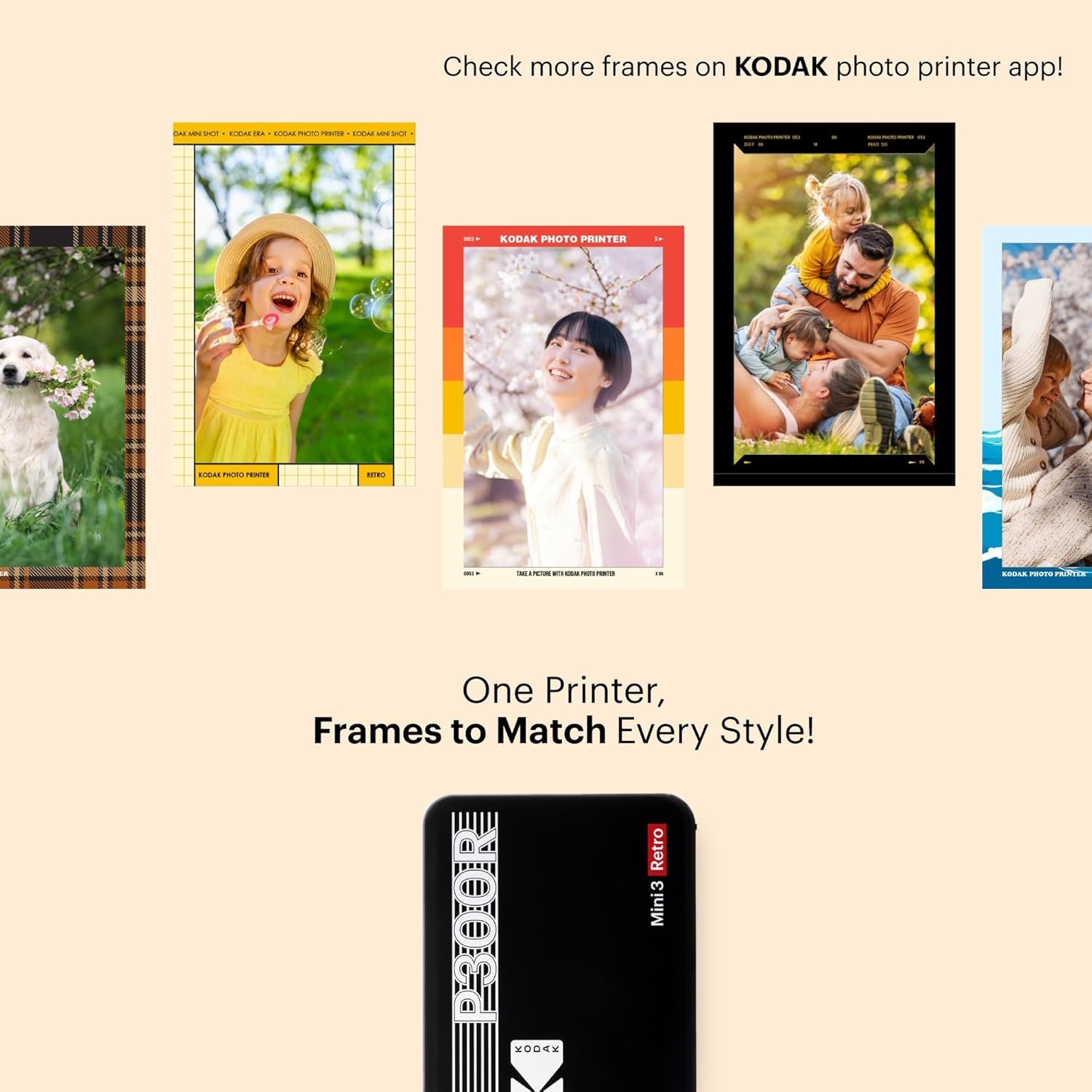 Mini 3 Retro 4PASS Portable Photo Printer (3X3 Inches) + 8 Sheets, Black