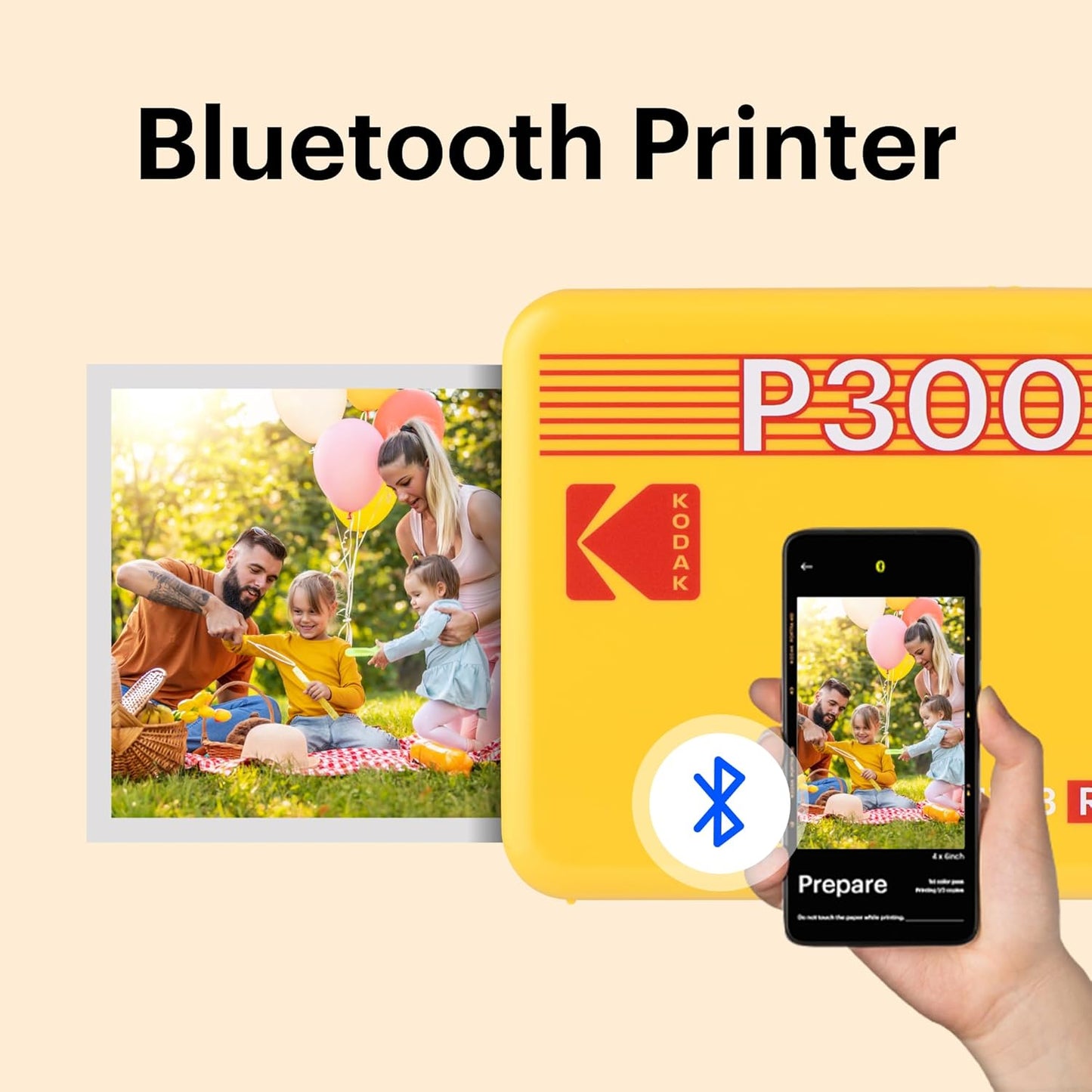 Mini 3 Retro 4PASS Portable Photo Printer (3X3 Inches) + 8 Sheets, Black